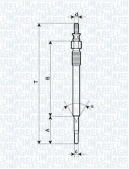 Свічка розжарювання CITROEN C1,C2,C3,C4,C5,XSARA FORD FIESTA V,FUSION,FOCUS II MAZDA 2 PEUGEOT 107,206,307,407,1007 [062900022304] MAGNETI MARELLI UY1A