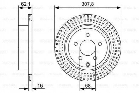 Диск гальмівний INFINITI/NISSAN FX/M/Q70/Q50/JX/QX60/QX70/FX35/Murano/Pathfinder \'\'R \'\'3,5-4,5 \'\'08- BOSCH 0986479W11 (фото 1)