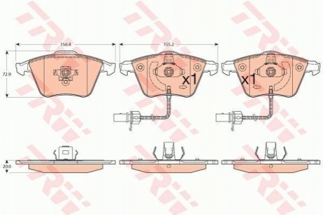 Колодки тормозные (передние) Audi A4 03-09/A6/A8 03-11/Seat Exeo 08-13 TRW GDB1554