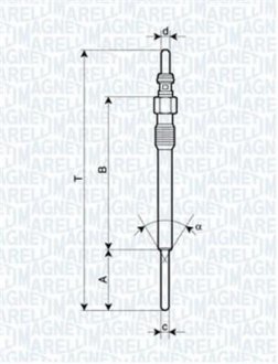 FIAT свічка розжарювання Doblo,Panda,Opel Astra J,Combo,Citroen,Peugeot 1.3HDI MAGNETI MARELLI UY19A (фото 1)