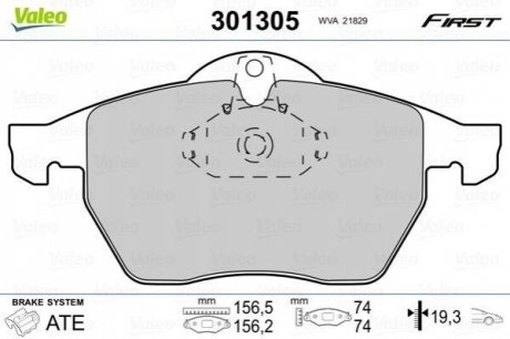 Колодки тормозные (передние) Opel Astra G 99-02/Vectra B 95-03/Calibra A 91-97/Saab 9-3 98-09 Valeo 301305