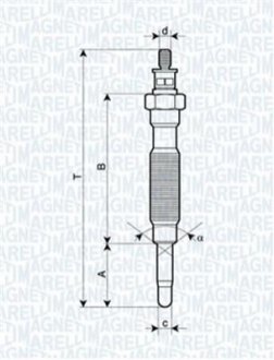 Свічка розжарювання HYUNDAI 2,5 MITSUBISHI 2,3/2,5 NISSAN 2,3/2,5 MAGNETI MARELLI 062900072304 (фото 1)