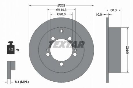 Диск тормозной (задний) Mitsubishi Outlander/Lancer 03- (262x10) TEXTAR 92136103 (фото 1)