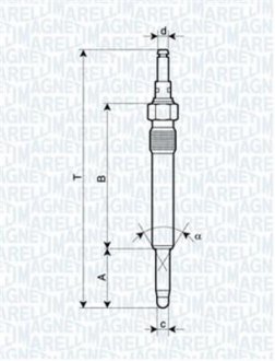 Свічка розжарювання MERCEDES, OPEL,PEUGEOT, SEAT [062900003304] MAGNETI MARELLI UX16A (фото 1)