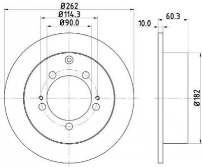 Диск тормозной (задний) Mitsubishi Outlander/Lancer 03- (262x10) HELLA 8DD 355 118-661