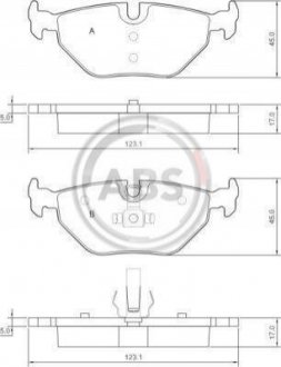 Гальмівні колодки зад. BMW 3 (E46)/SAAB 9-5/ROVER 75 96-09 (ATE) (123,1x45x17) A.B.S. 37267