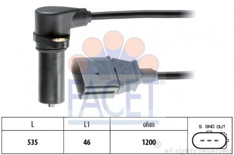 Датчик колінвала Skoda FABIA, OCTAVIA/VW BORA,CADDYII,GOLFIV,POLO 1.9D 95-10 FACET 9.0391