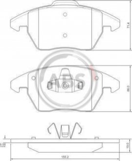 Колодки тормозные (передние) Citroen C4 04-11/Peugeot 207/308 07-14/208 12-/307 03-09/3008 09-16 A.B.S. 37429 (фото 1)