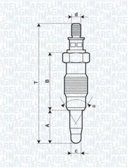 Свічка розжарювання ESCORT,FIESTA, MONDEO [062900008304] MAGNETI MARELLI UX19A (фото 1)