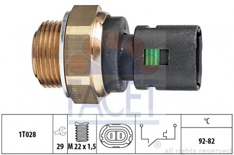 Датчик вмикання вентилятора (t 92°C) MASTER/TRAFIC/MEGANE 1.4-2.8 89-03 FACET 7.5128 (фото 1)