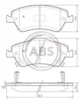 Колодки тормозные (передние) Toyota Auris 06-12/Corolla 06-14 A.B.S. 37620