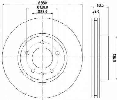 Диск тормозной (передний) Porsche Cayenne/VW Touareg 02- (330x32) (L) HELLA 8DD355109-721