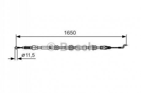 Гальмівний трос 1650mm VW T5 4Motion \'\'RL-RR \'\'2,5-3,2 \'\'04-09 BOSCH 1987482016 (фото 1)