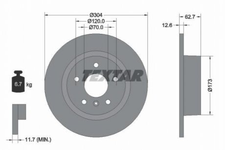 Диск тормозной (задний) Land Rover Discovery/Range Rover 89-04 TEXTAR 92095203 (фото 1)