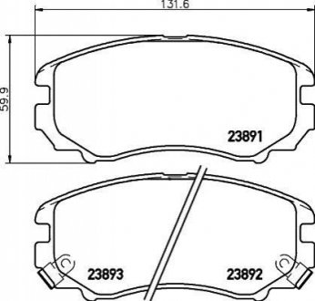 Колодки тормозные (передние) Hyundai Sonata/Elantra 01-11/ix20 10-/Tucson/Kia Sportage/Carens 04- NISSHINBO NP6003 (фото 1)