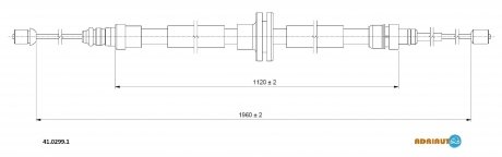 Трос ручного гальма RENAULT Grand Sceniс III (лів./прав.) ADRIAUTO 41.0299.1 (фото 1)