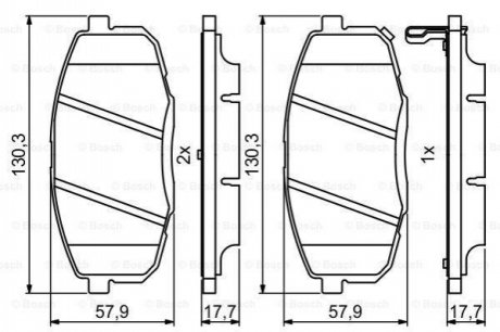 Колодки тормозные (передние) Hyundai i30 07-12/Kia Cee'd 06-/Carens 02-/Cerato 09-/Soul 14- BOSCH 0986494995