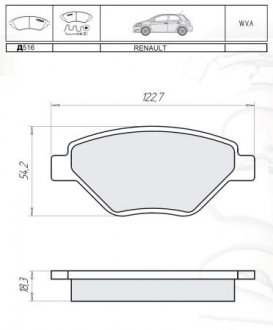 DAFMI INTELLI RENAULT гальмівні колодки дискові Megane II 1.4 02- DAFMI / INTELLI D516E