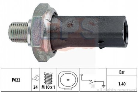 Датчик давления масла VW T5/Caddy 1.6/2.0 95-15 (1.2-1.6 bar) (черный) EPS 1.800.135 (фото 1)