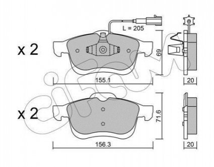 Колодки тормозные (передние) Fiat Doblo/Opel Combo 10- CIFAM 822-824-1