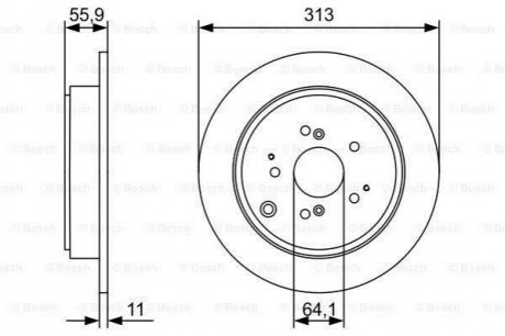 Диск гальмівний ACURA/HONDA MDX/MR-V/Pilot \'\'R \'\'3,5 \'\'05>> BOSCH 0986479W23 (фото 1)