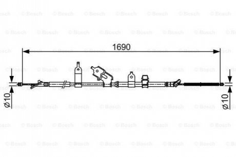 TOYOTA трос ручного гальма прав. YARIS / VIOS седан 1.3 06- BOSCH 1987482443