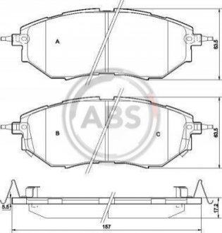 Колодки тормозные (передние) Subaru Forester 08-/Legacy IV/V 03-14/Outback 03-/Impreza 12- A.B.S. 37502