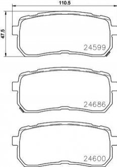 Гальмівні колодки HYUNDAI, KIA ix55, SORENTO III (UM) Rear Axle NISSHINBO NP6099