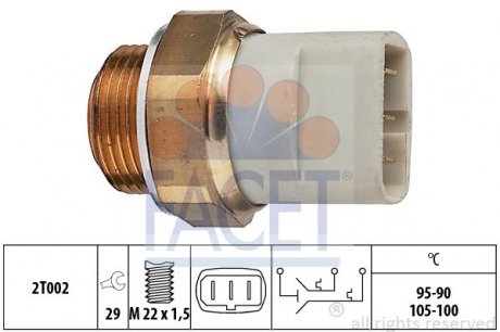 Датчик вмикання вентилятора Vito OM601 (на радіаторі) (3конт.) FACET 7.5697