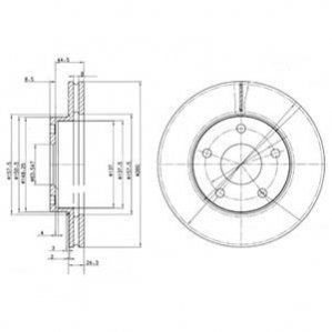 FORD диск гальмівний передн.Scorpio 85- (вентильований) Delphi BG2346