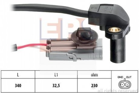 Датчик положения коленвала Renault Megane 2.0 i 03-/Laguna II 1.8-2.0 01-07 EPS 1.953.328 (фото 1)