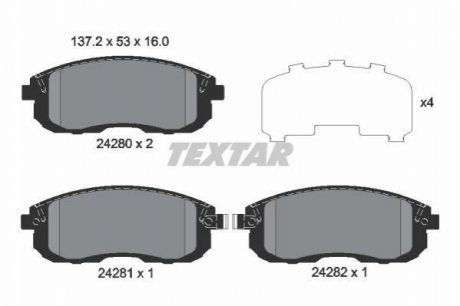 Колодки тормозные (передние) Nissan Juke/ Pulsar/ Tiida 07- TEXTAR 2428001 (фото 1)