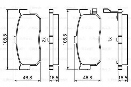 Гальмівні колодки задн. NISSAN Almera 00- Maxima QX 00- BOSCH 0986495387