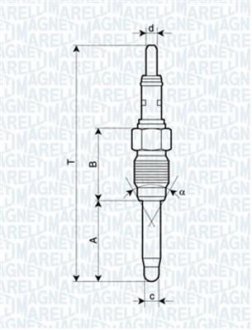 Свічка розжарювання FIAT Brava 1.9JTD, Marea. MAGNETI MARELLI UX28A (фото 1)