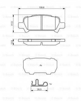 Колодки тормозные (задние) Subaru Forester 98-08/Impreza 00-09/Legacy II/III 94-03/Outback 00-03 BOSCH 0986494445 (фото 1)