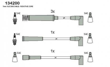 Дроти високого напруги DAEWOO 1,5/2,0: Espero, Nexia HITACHI 134200