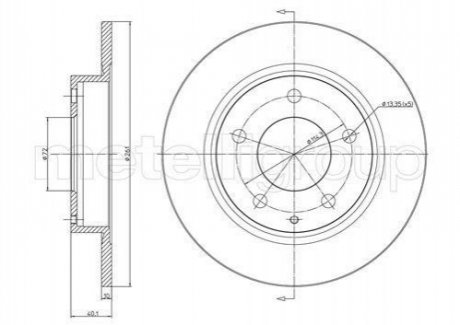 Диск тормозной (задний) Mazda 626 91-02/Premacy 99-05 (261x10) (с покрытием) (полный) CIFAM 800-786 (фото 1)