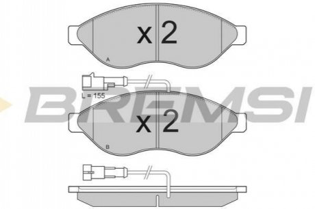 Колодки тормозные (передние) Citroen Jumper/Fiat Ducato/Peugeot Boxer 06- (+датчик) BREMSI BP3285