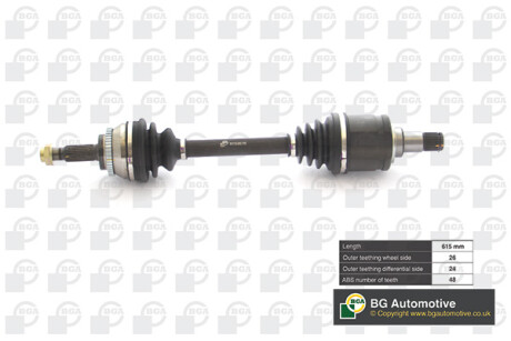 Піввісь Toyota Avensis 2.0d 03-08 дв.1CD-FTV (24z/610mm) Л. BGA DS7608L