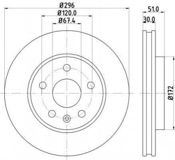 Диск тормозной (передний) Opel Insignia A 08-17 (296x30) HELLA 8DD355116-031