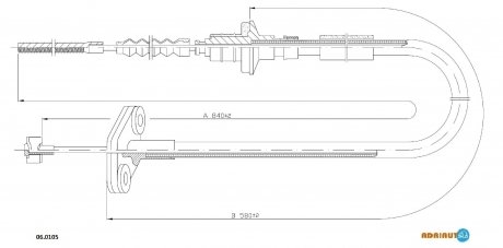 CHEVROLET трос зчеплення 845/580 мм MATIZ 0,8 05- ADRIAUTO 06.0105