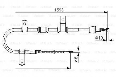 HYUNDAI трос ручн.гальма лів.Getz 02- (диск (з ABS) BOSCH 1987482224 (фото 1)