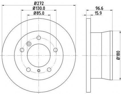 Диск тормозной (задний) MB Sprinter 208-416CDI 96-06/VW LT 96-06 (3.5T) (272x16) HELLA 8DD355111-901 (фото 1)