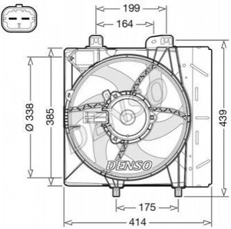 Вентилятор радиатора Citroen C2/C3 1.1-1.6 02-/Peugeot 1007/207/208 1.0-1.6 05- DENSO DER07011 (фото 1)
