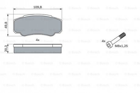 CITROEN гальм. колод. задн. JUMPER 1.9-2.5D,TD 02- BOSCH 0986424876