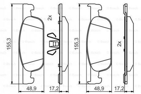 Колодки тормозные (передние) Renault Logan II/Clio IV/Sandero II 12- BOSCH 0986495424