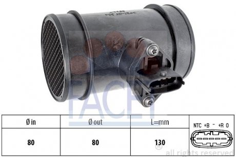 Расходомер воздуха Fiat Ducato 2.8 JTD 00- FACET 10.1034