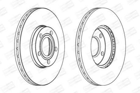 Диск тормозной (передний) VW Passat 96-00 (282.5x25) CHAMPION 562052CH