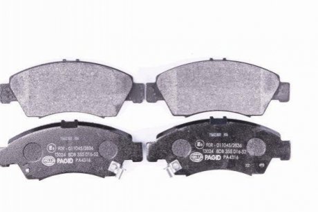 Колодки тормозные (передние) Honda Civic V/VI 91-01/VIII 10-12/Jazz 02- HELLA 8DB355016-521