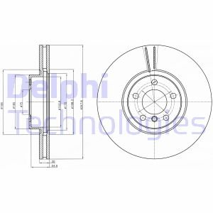 Диск тормозной (передний) BMW X5 (E70/F15/F85)/X6 (E71/E72/F16/F86) 07- (348x30) Delphi BG9063C